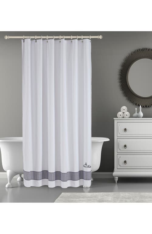 Brooks Brothers Border Shower Curtain In Anthracite