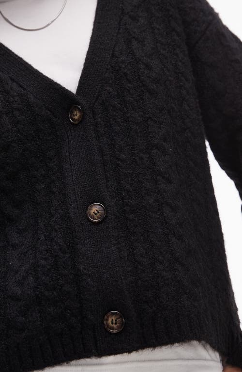 Shop Topshop Relaxed Cable Stitch Cardigan In Black