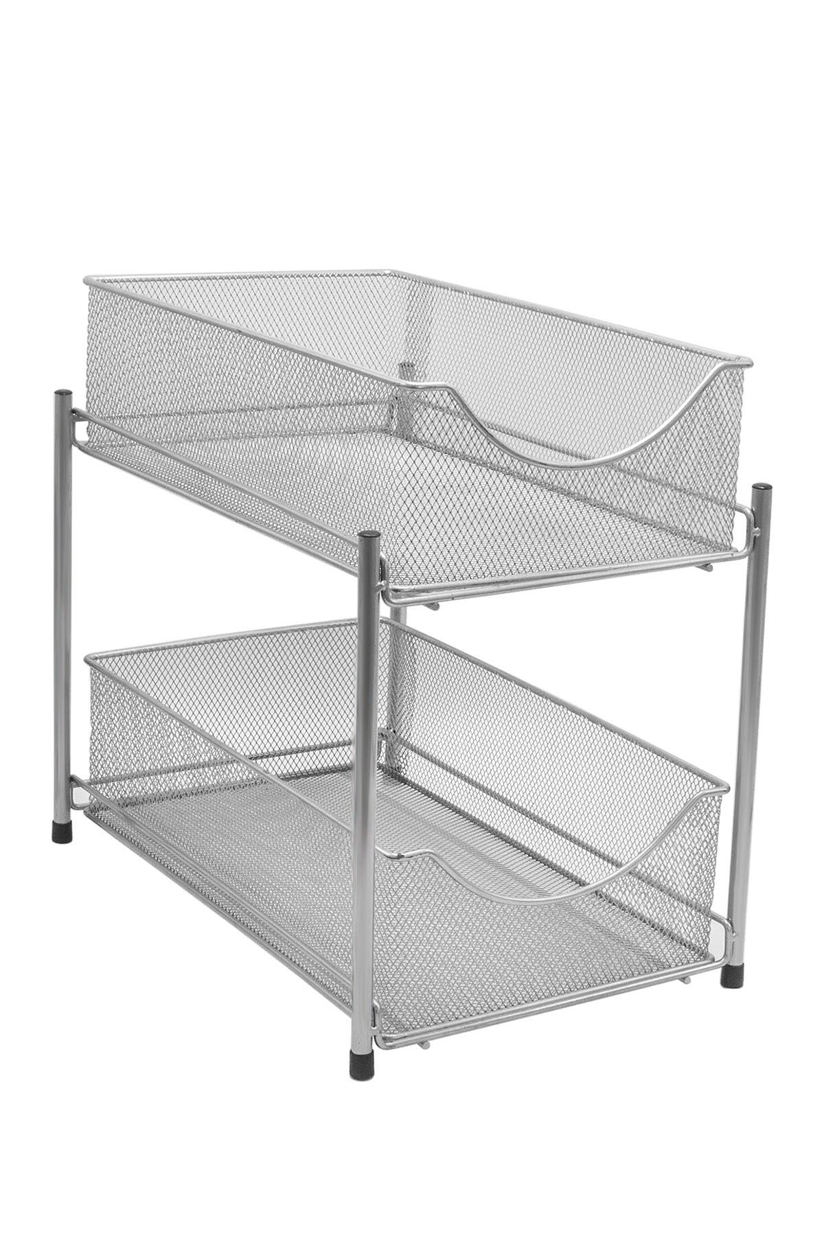 Brown FlagShip 3 Tier Crystal Tempered Glass Pull-Out Organizer Baskets with Mesh Sliding Drawers 