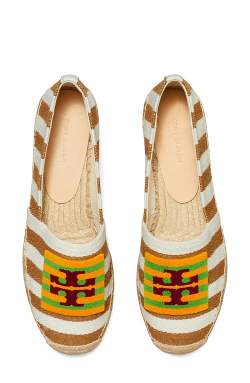 Shop Tory Burch Double T Espadrille Flat In Whiskey Brown/naturale