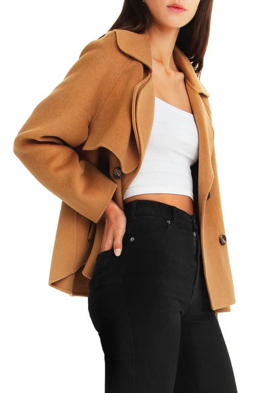 Belle & Bloom I'm Yours Double Breasted Wool Blend Coat In Camel