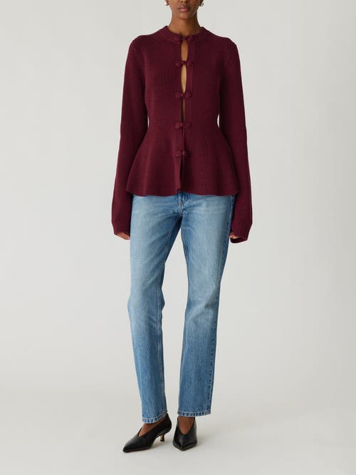 Shop Rebecca Taylor Novlety Wool Peplum Cardi In Plum