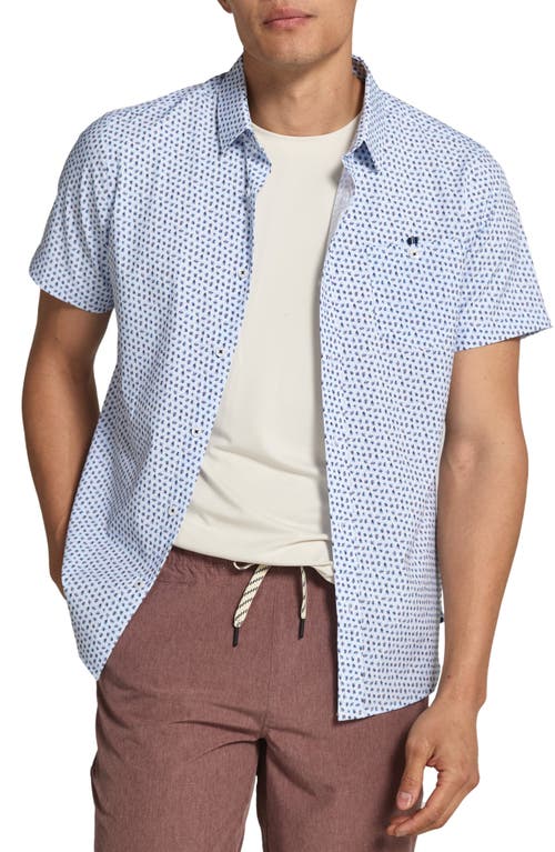 7 Diamonds Leandro Floral Short Sleeve Performance Button-up Shirt In Light Blue