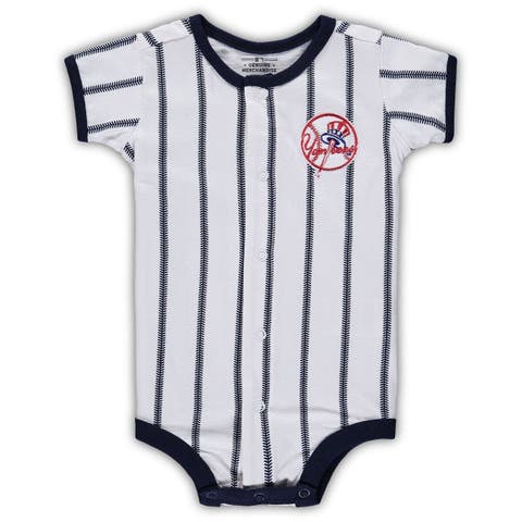 Infant White New York Yankees Pinstripe Power Hitter Coverall