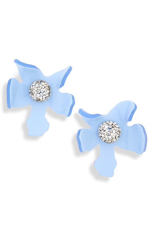 Crystal Lily Drop Earrings in Lake Blue