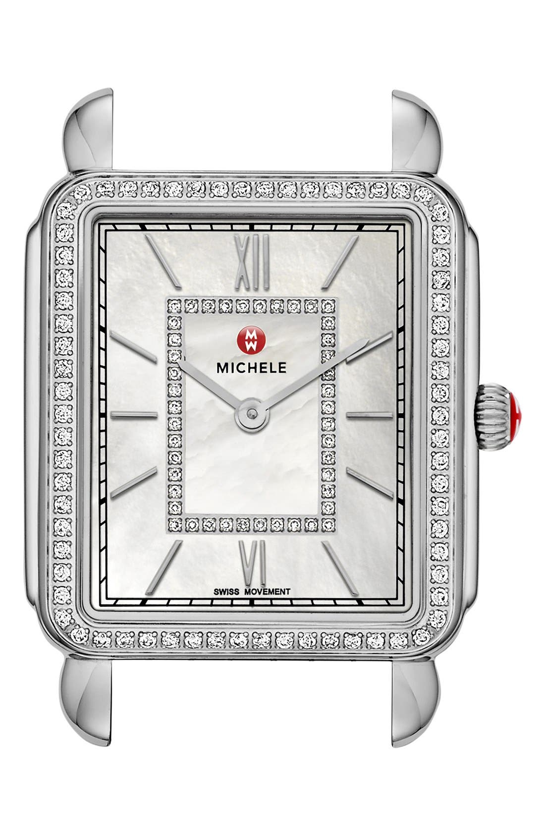 MICHELE 'Deco II' Diamond Dial TwoTone Watch Case, 30mm x 32mm Nordstrom