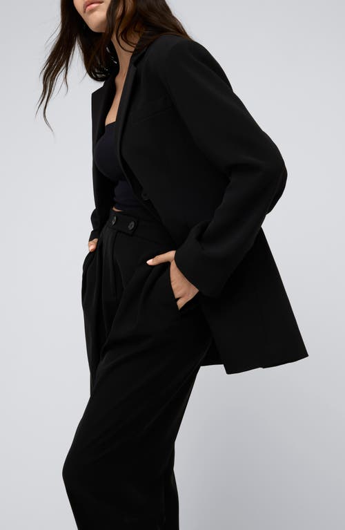 Kenneth Cole Luxe Twill Two Button Boyfriend Jacket In Black