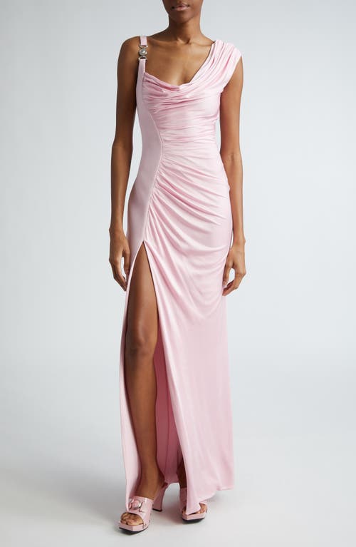 Medusa '95 Draped Crepe & Jersey Gown in 95 Pastel Pink