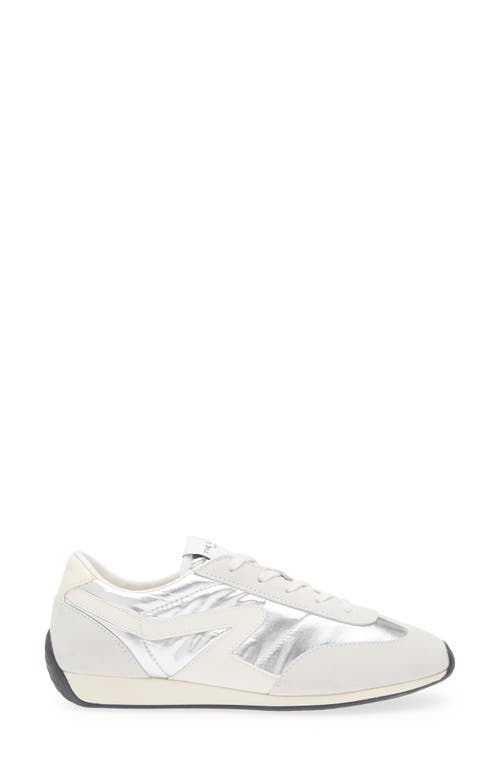 Rag & Bone Retro Metallic Suede Runner Sneakers In Silver Leather
