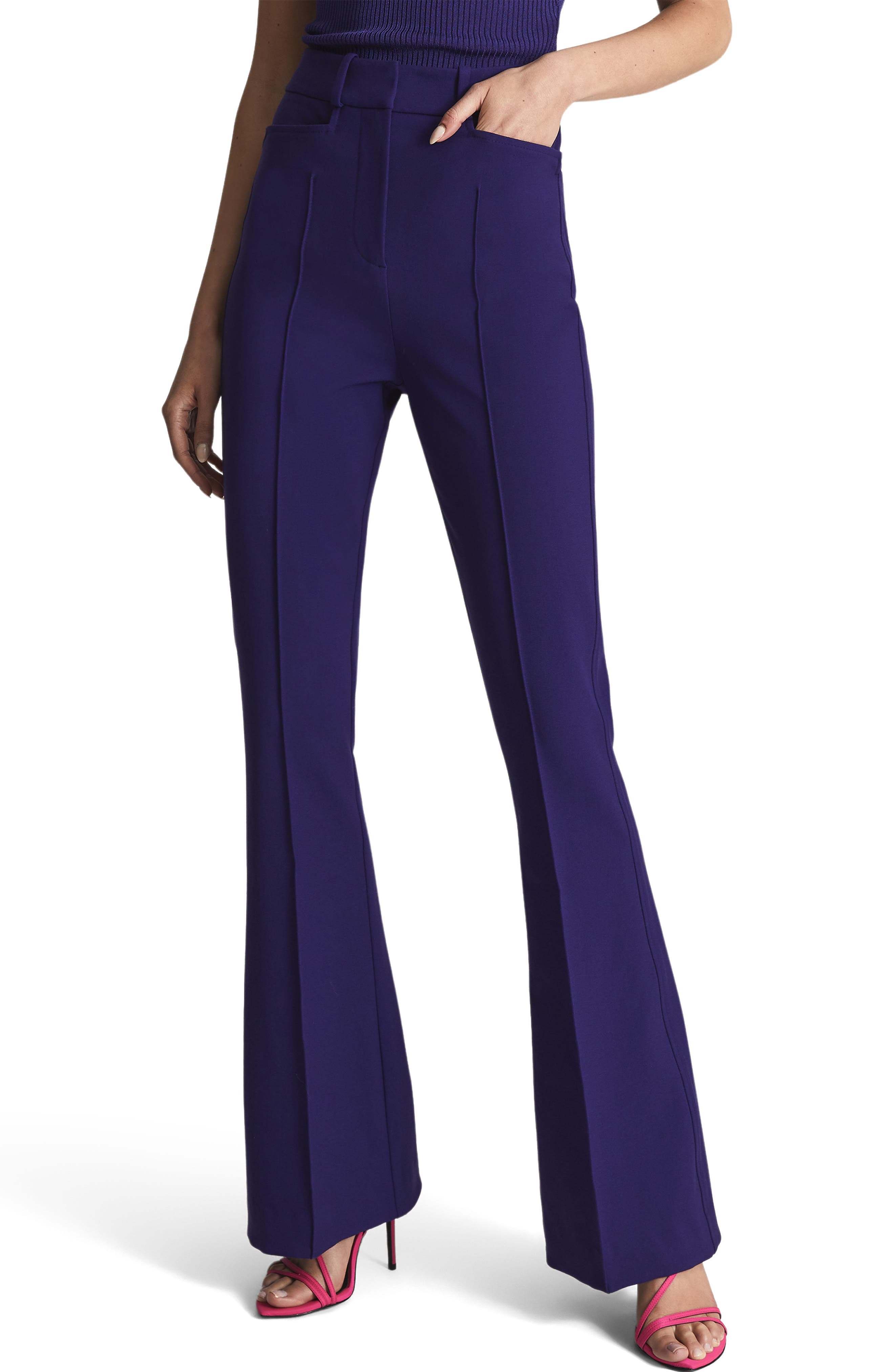 Elasticated-waist cotton straight-leg trousers Farfetch Girls Clothing Pants Straight Leg Pants Purple 