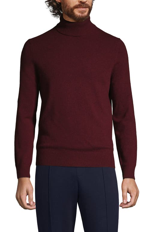 Shop Lands' End Fine Gauge Cashmere Turtleneck Sweater In Mulled Wine Heather