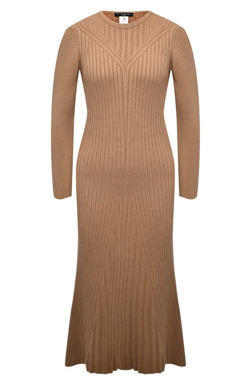 Pietro Brunelli Long Sleeve Rib Maternity Midi Sweater Dress In Light/pastel Brown
