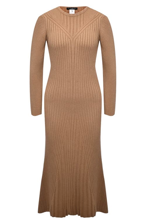 Shop Pietro Brunelli Long Sleeve Rib Maternity Midi Sweater Dress In Light/pastel Brown