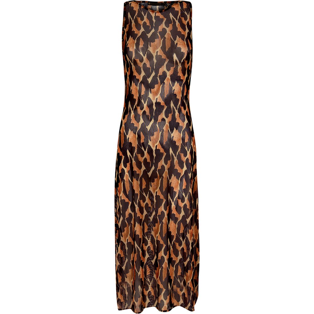 Vix Swimwear Camu Twist Mesh Cover-up Dress In Multi Brown