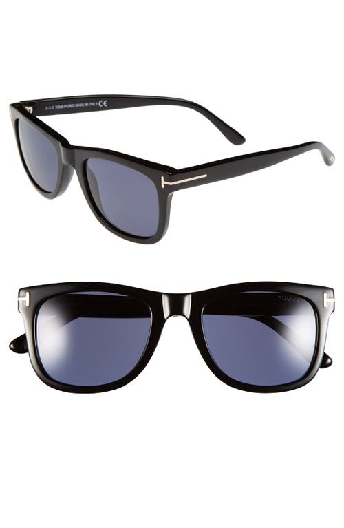 TOM FORD Leo 52mm Retro Sunglasses in Shiny Black