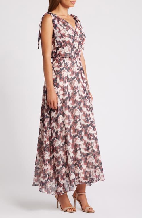 Shop Chelsea28 Tie Shoulder Maxi Dress In Burgundy Floral