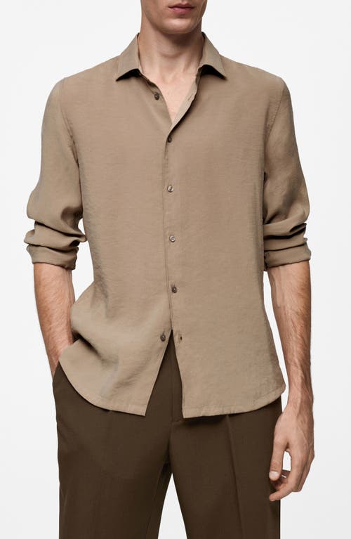 Shop Mango Regular Fit Button-up Shirt In Medium Brown