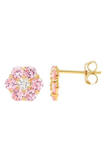 Shop A & M A&m Cz Flower Stud Earrings In Yellow/pink