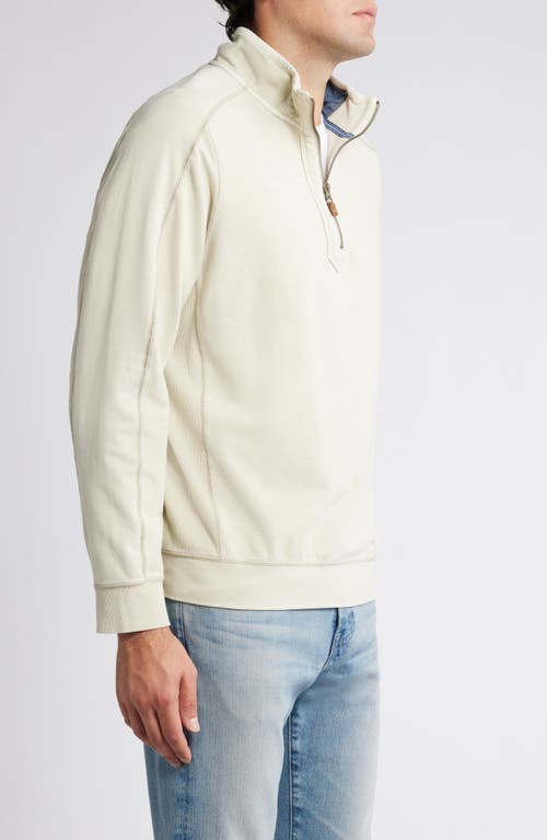 Tommy Bahama French Terry Half Zip Pullover In Warm Mist