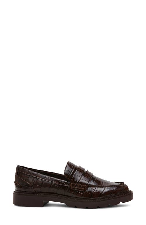 Shop Anne Klein Eryn Croc Embossed Penny Loafer In Brown Croco