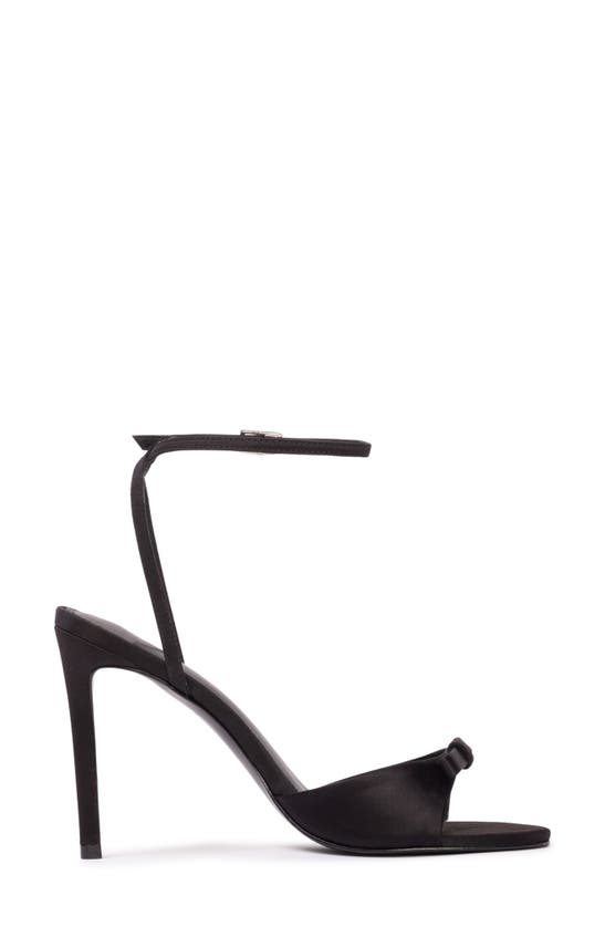 Black Suede Studio Albie Ankle Strap Sandal In Black Satin