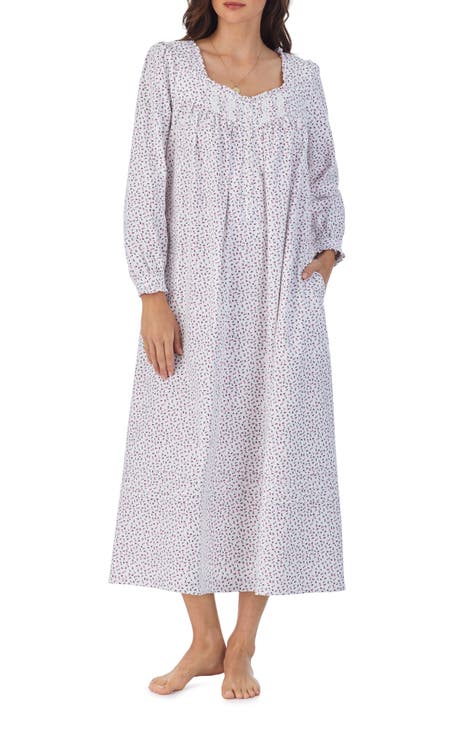 Eileen West Cotton Modal Cap Sleeve Long Nightgown - Mulberry Spray