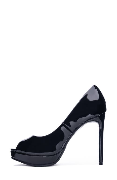 Chinese Laundry Huxley Peep Toe Platform Pump In Black Patent