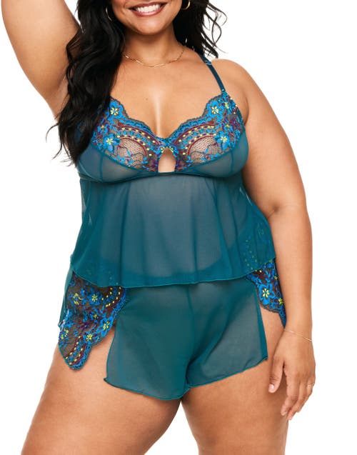 Adore Me Blake Camisole & Shorts Set Lingerie In Floral Blue