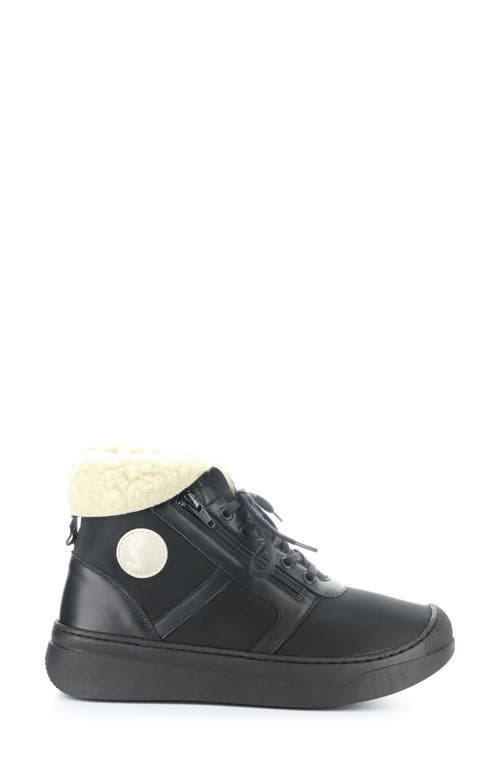 Softinos By Fly London Faux Shearling Bootie In Black Smooth Leather