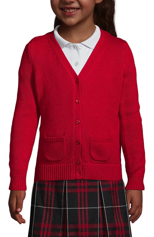 Lands' End School Uniform Girls Cotton Modal Button Front Cardigan Sweater In Red