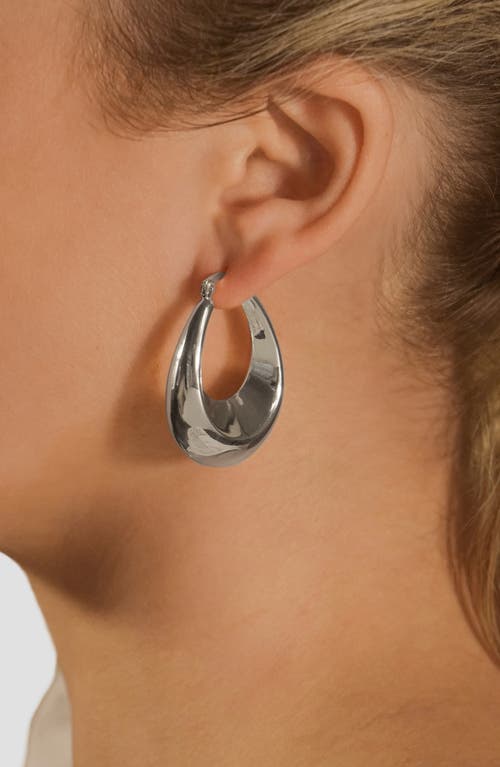 Sterling Forever Autumn Elongated Drop Hoop Earrings In Silver