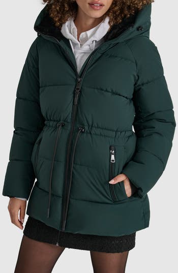 Dkny Stretch Puffer Jacket In Pine