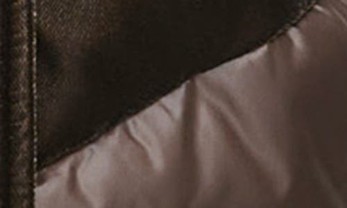 Andrew Marc Velvet Panel Hooded Puffer Jacket In Chocolate