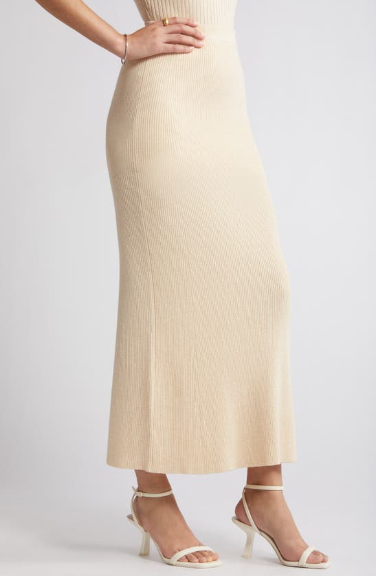 Shop Rue Sophie Elaine Rib Maxi Sweater Skirt In Creme Pearl