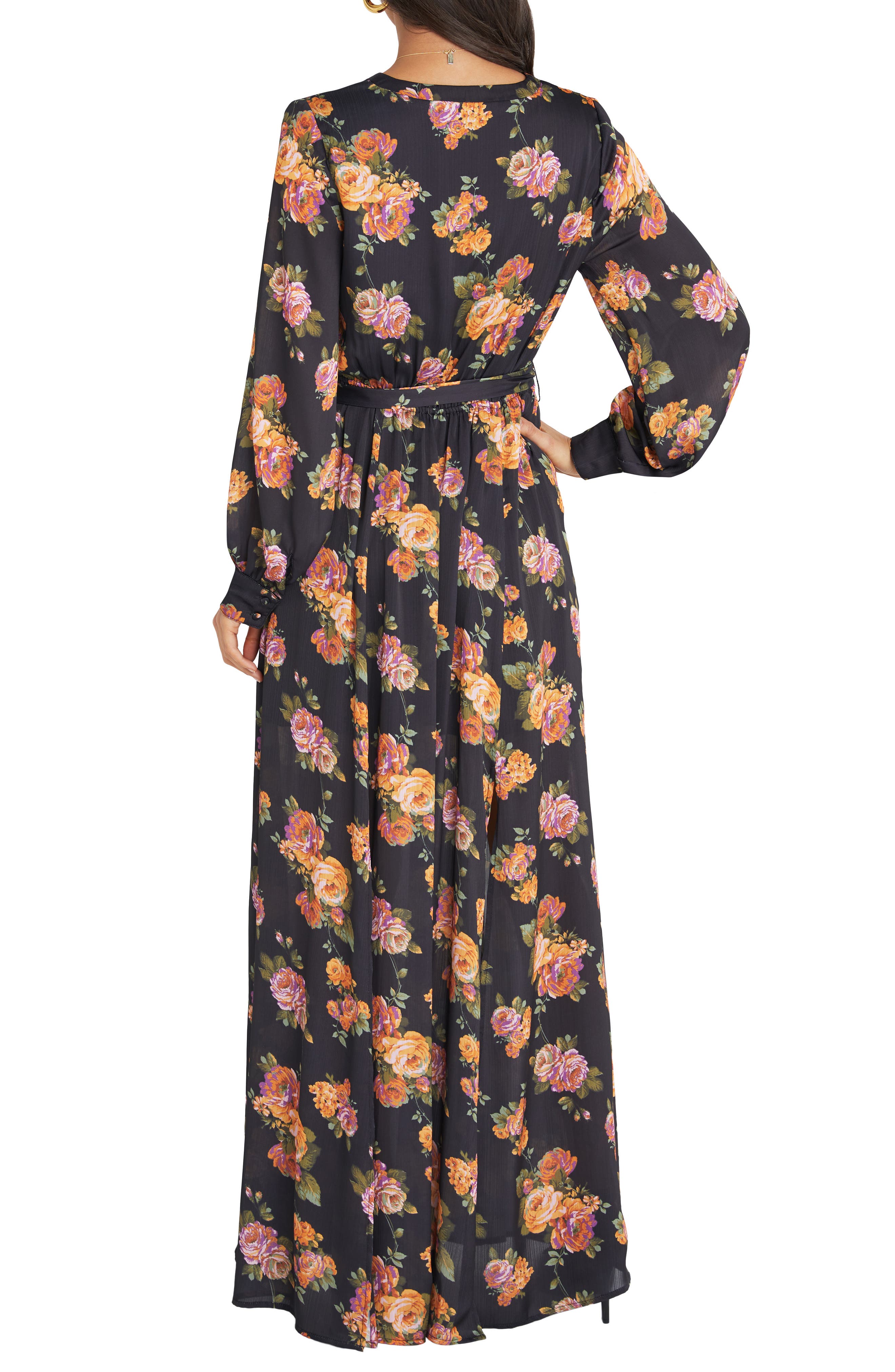 Floral Print Long Sleeve Maxi Dress 