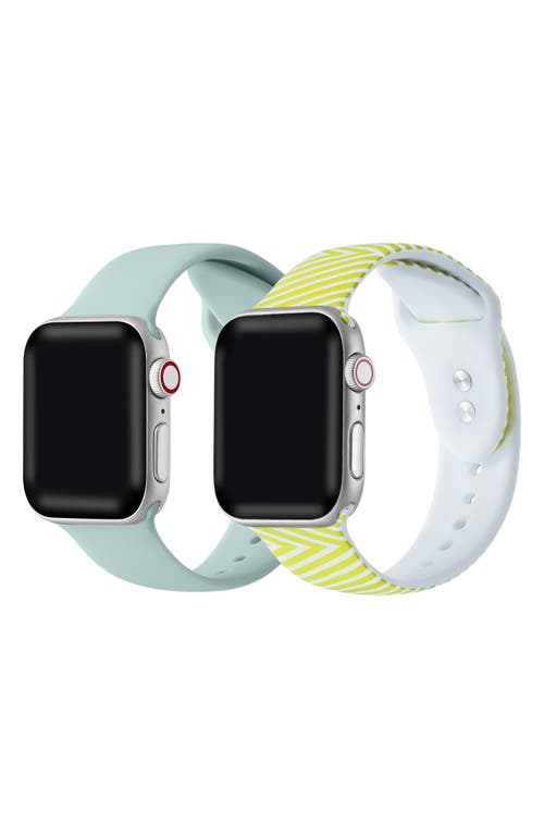 The Posh Tech Assorted 2-Pack Silicone Apple Watch® Watchbands in Seafoam/Lime Geometric