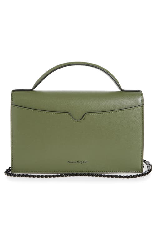 Shop Alexander Mcqueen Medium Skull Leather Top Handle Bag In Khaki Green