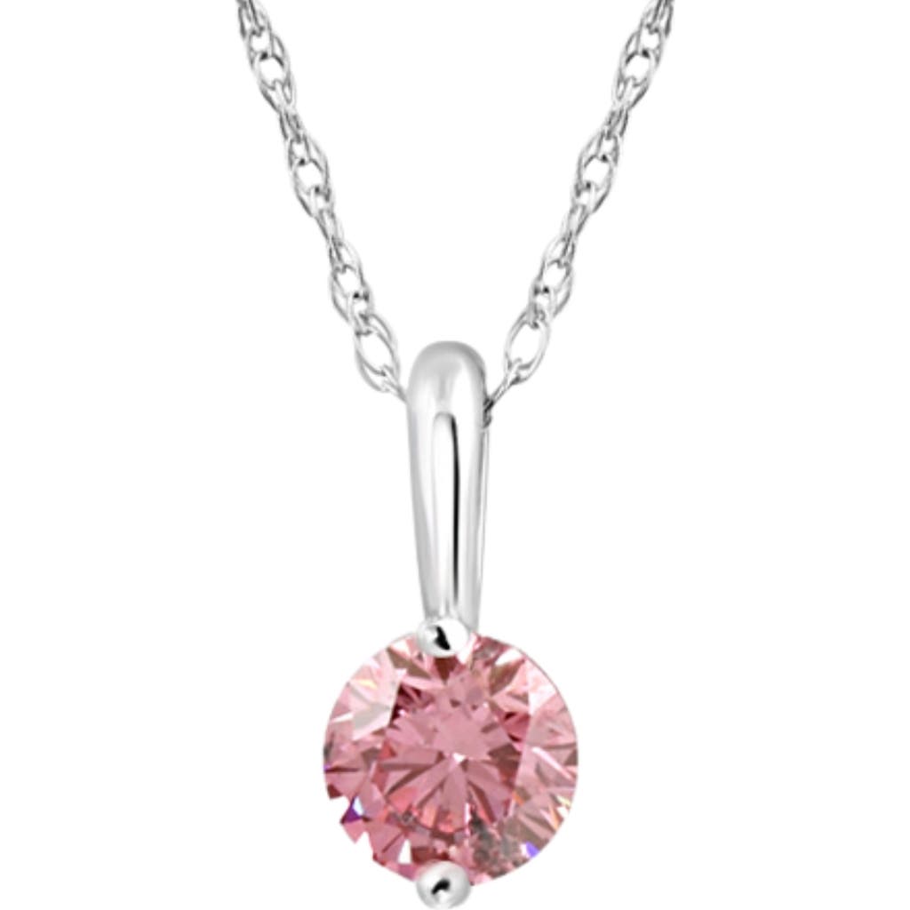 Bliss Diamond 1/4ct Pink Diamond Solitaire Pendant 14k Gold 18" Necklace Lab Grown In 14k White Gold