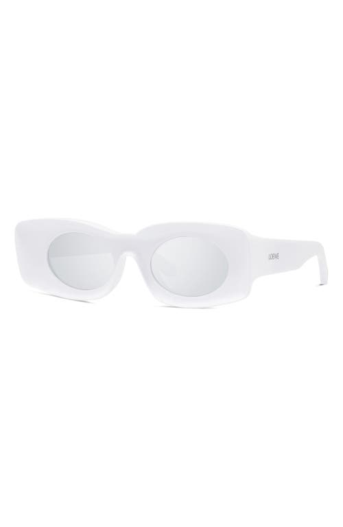 Shop Loewe Paula's Ibiza Original 49mm Small Rectangular Sunglasses In White/smoke Mirror