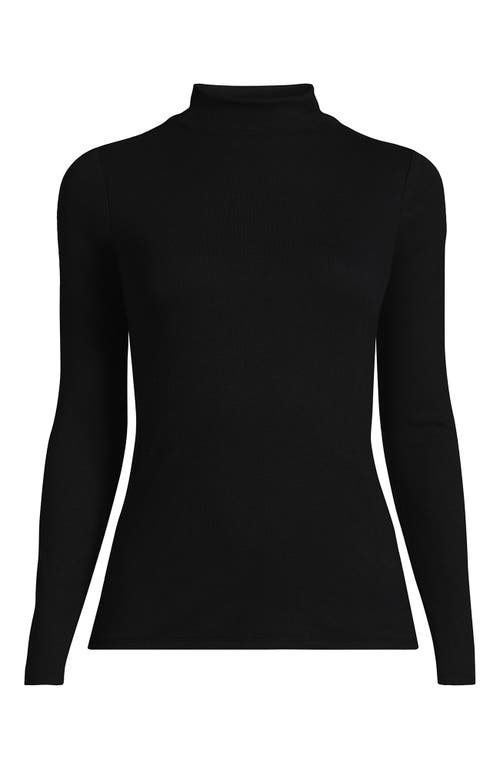 Shop Lands' End Plus Size Drapey Rib Skimming Long Sleeve Mock Neck In Black