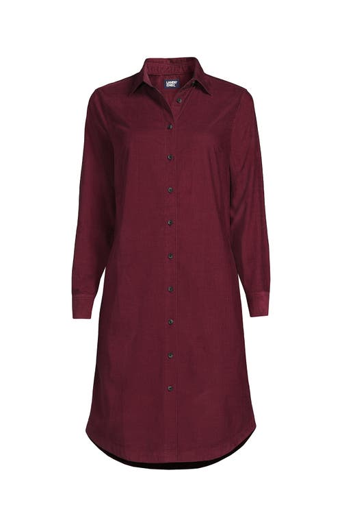 Shop Lands' End Plus Size Pinwale Cord Button Front Dress In Rich Burgundy