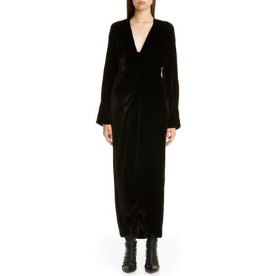 Zero + Maria Cornejo Nadja Velvet Long Sleeve Maxi Dress, Black