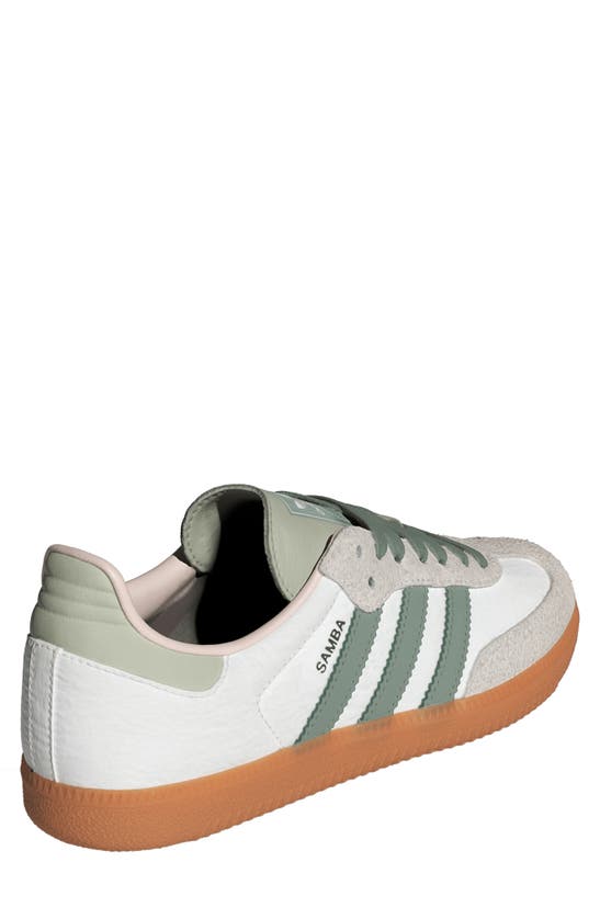 Shop Adidas Originals Samba Sneaker In White/ Silver Green/ Putty