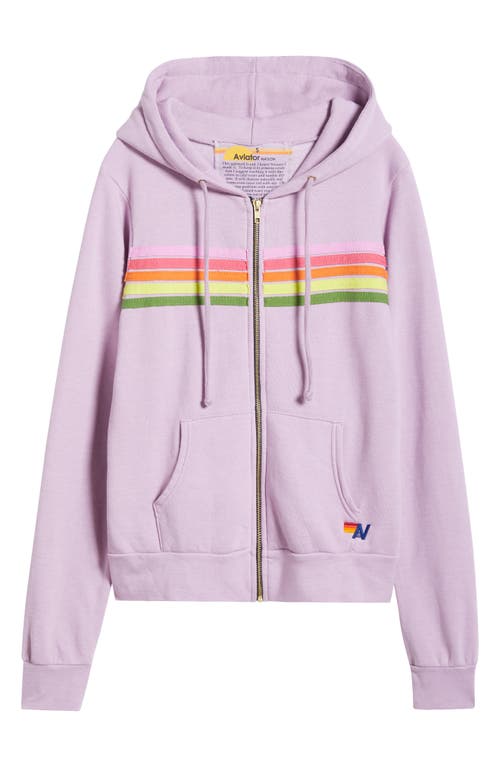 Shop Aviator Nation 5-stripe Zip Hoodie In Mauve/pink Green