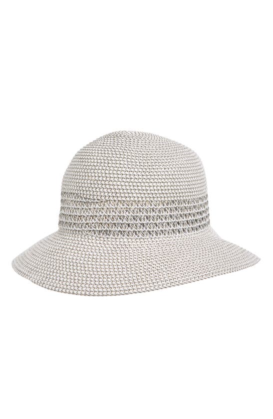 Nine West Woven Cloche Hat In Grey Combo