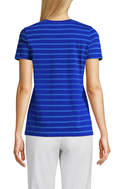 Lands' End Relaxed Supima Cotton V-neck T-shirt In True Cobalt Blue Breton Stripe