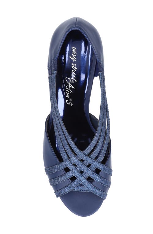 Shop Easy Street Oceana Strappy Sandal In Navy Satin