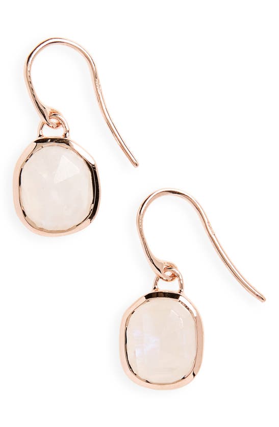 Monica Vinader Siren Semiprecious Stone Drop Earrings In Moonstone/ Rose Gold