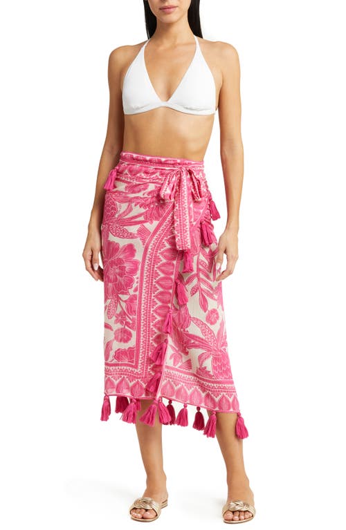 FARM Rio Tropical Woodcut Cover-Up Skirt in Tropical Woodcut Pink