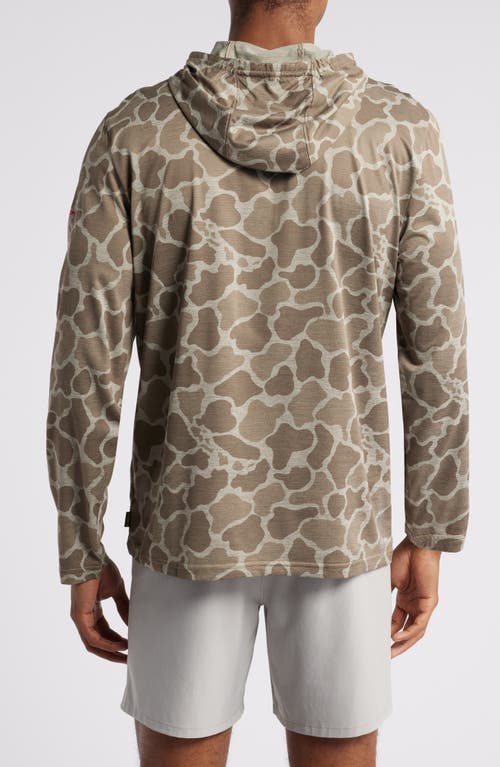 Shop Florence Airtex Long Sleeve Hooded Performance Top In Heather Tan Camo